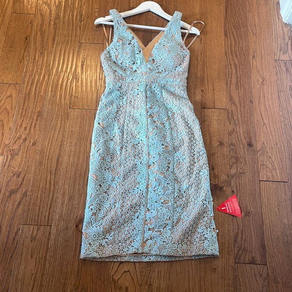 Forever Unique London NWT turquoise lace overlay cross back dress 6 - Picture 11 of 16
